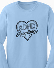 ADHD Acceptance Love Heart Sketch Long Sleeve T-Shirt