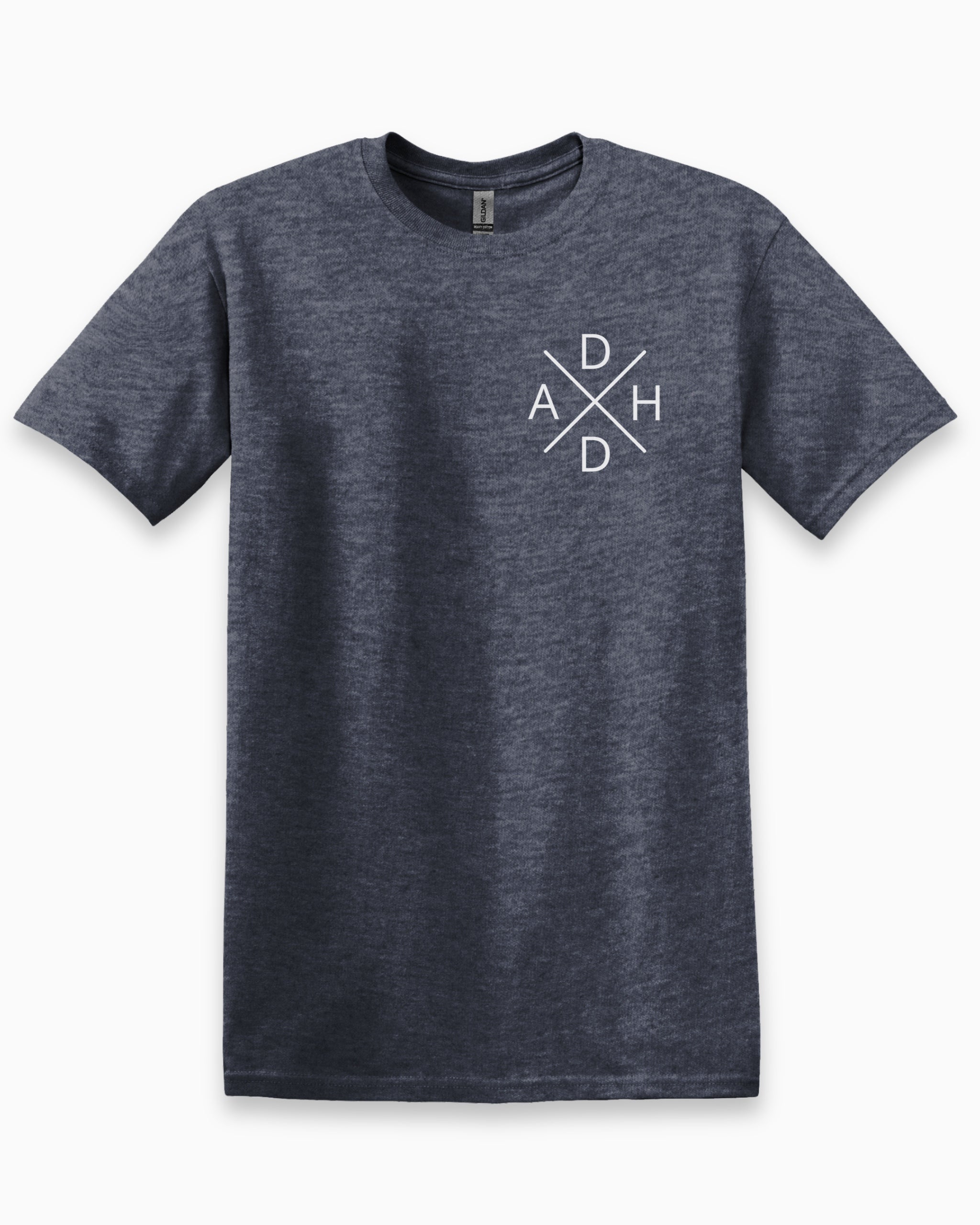 ADHD Cross Tee-Heather Navy-Neurodiversity, ADHD & Autism Awareness & Acceptance T-Shirt by Daily Bloom
