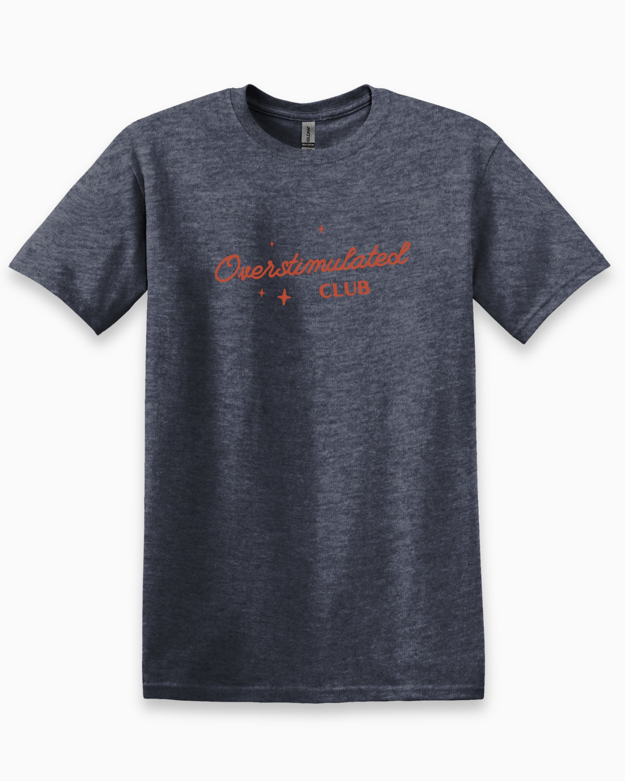 Overstimulated Club Tee-Heather Navy-Neurodiversity, ADHD & Autism Awareness & Acceptance T-Shirt by Daily Bloom