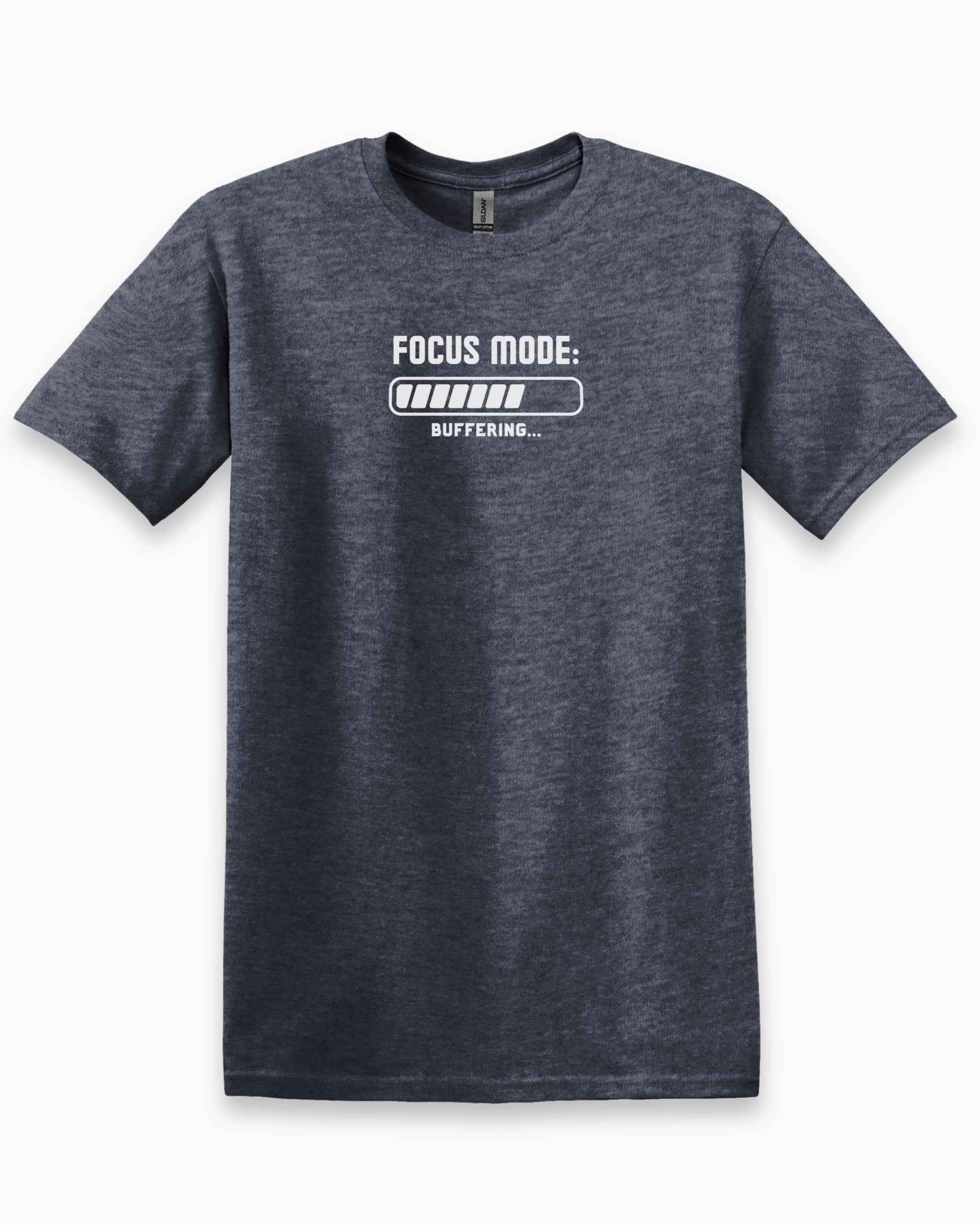 ADHD Focus Mode Buffering Tee-Heather Navy-Neurodiversity, ADHD & Autism Awareness & Acceptance T-Shirt by Daily Bloom