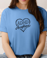 ADHD Acceptance Love Heart Sketch Tee-Neurodiversity, ADHD & Autism Awareness & Acceptance T-Shirt by Daily Bloom