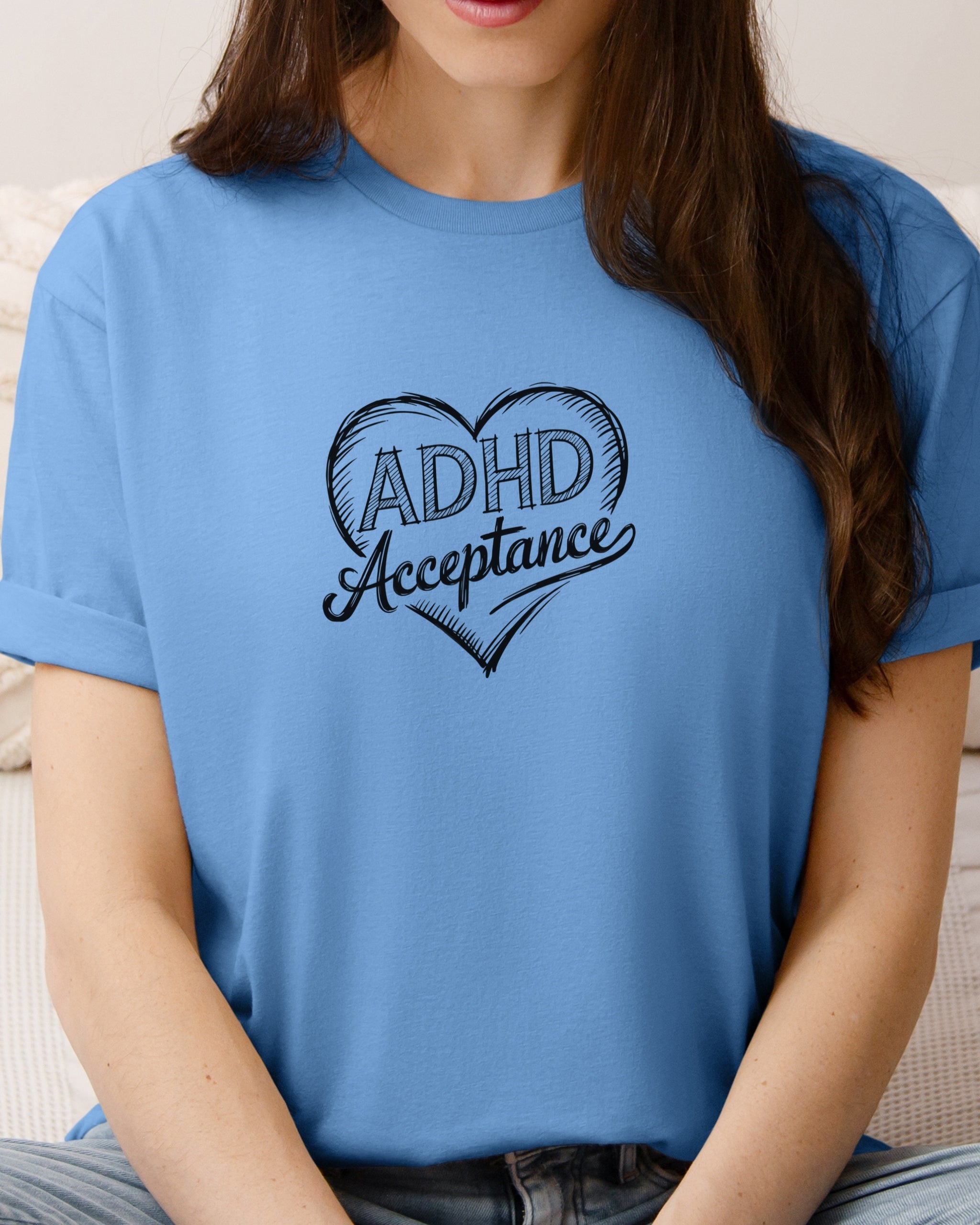ADHD Acceptance Love Heart Sketch Tee-Neurodiversity, ADHD & Autism Awareness & Acceptance T-Shirt by Daily Bloom