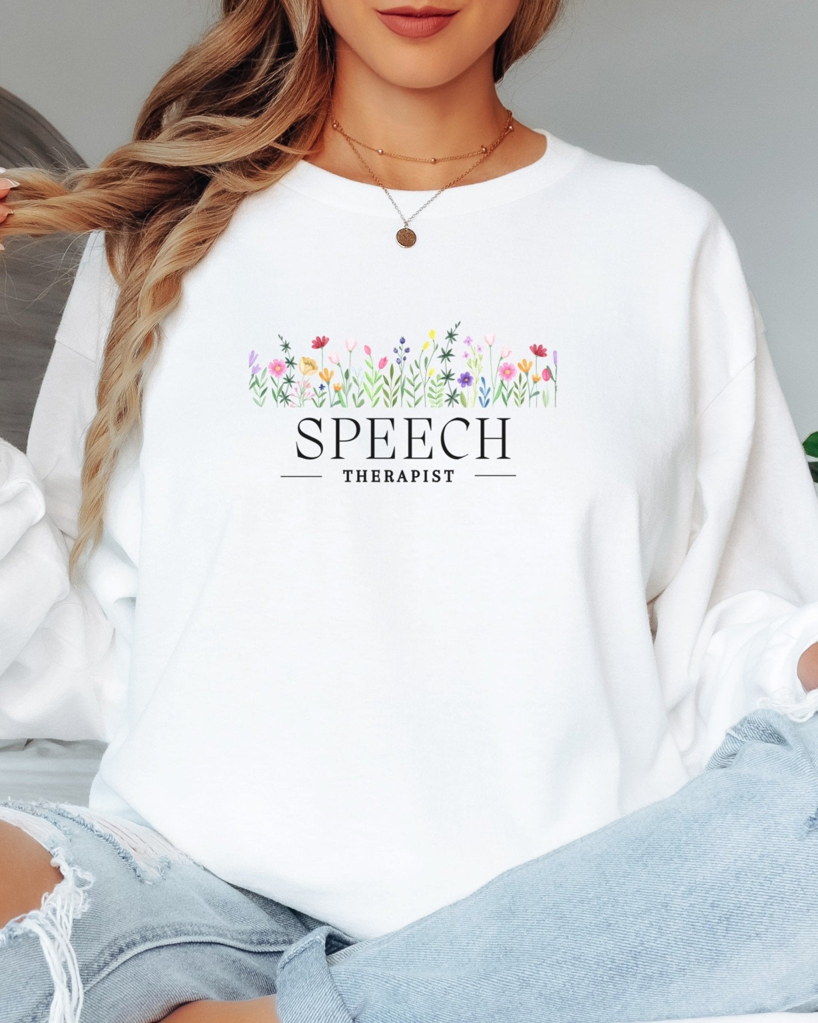 Autism Long - sleeve - Speech Therapist Floral Long Sleeve T-Shirt - Daily Bloom