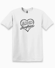 ADHD Acceptance Love Heart Sketch Tee-White-Neurodiversity, ADHD & Autism Awareness & Acceptance T-Shirt by Daily Bloom