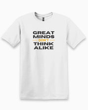 Great Minds Don't Think Alike Tee-White-Neurodiversity, ADHD & Autism Awareness & Acceptance T-Shirt by Daily Bloom