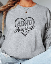 ADHD Acceptance Love Heart Sketch Long Sleeve T-Shirt