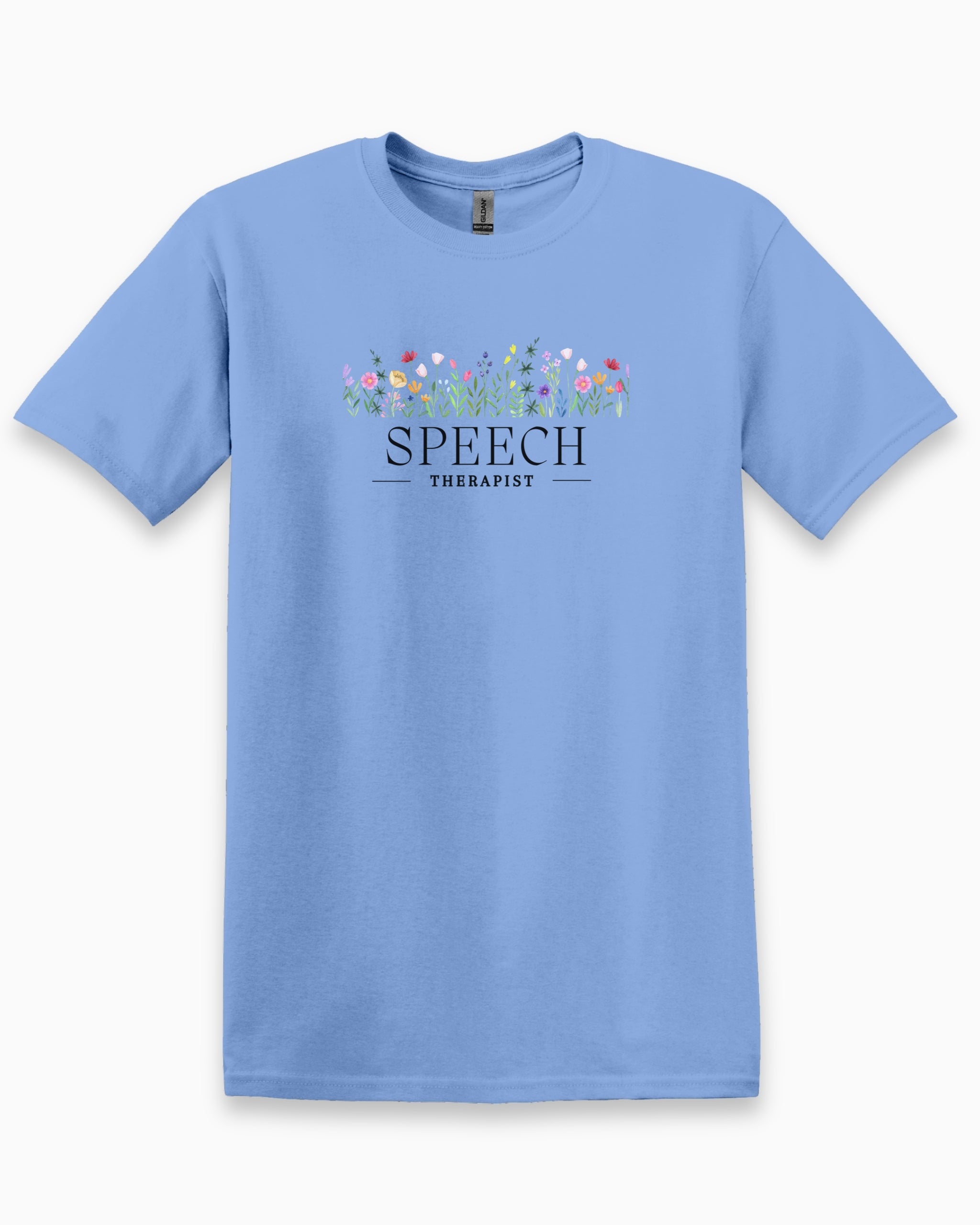 Speech Therapist Floral Tee-Carolina Blue-Neurodiversity, ADHD & Autism Awareness & Acceptance T-Shirt by Daily Bloom