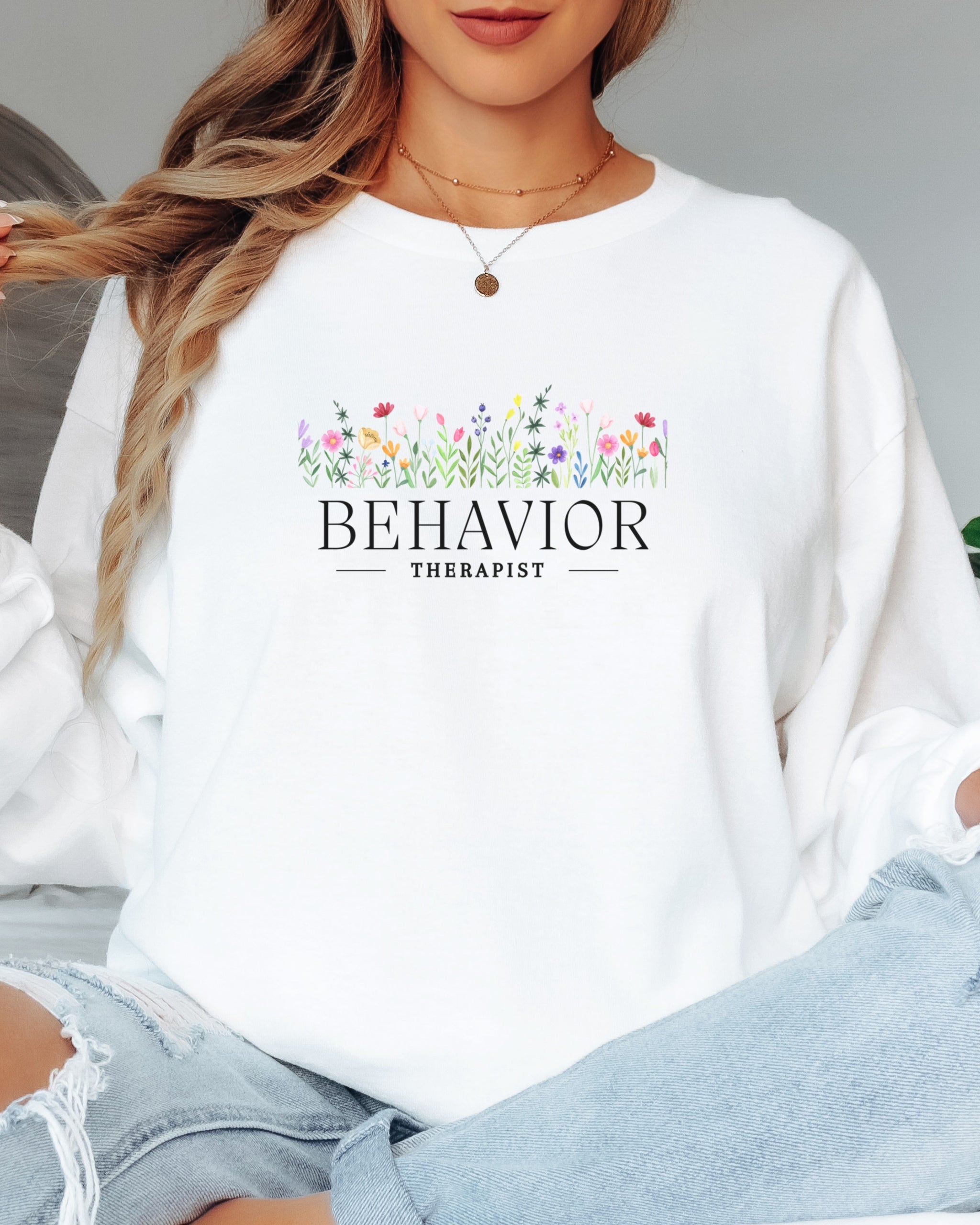 Behavior Therapist Floral Long Sleeve T-Shirt