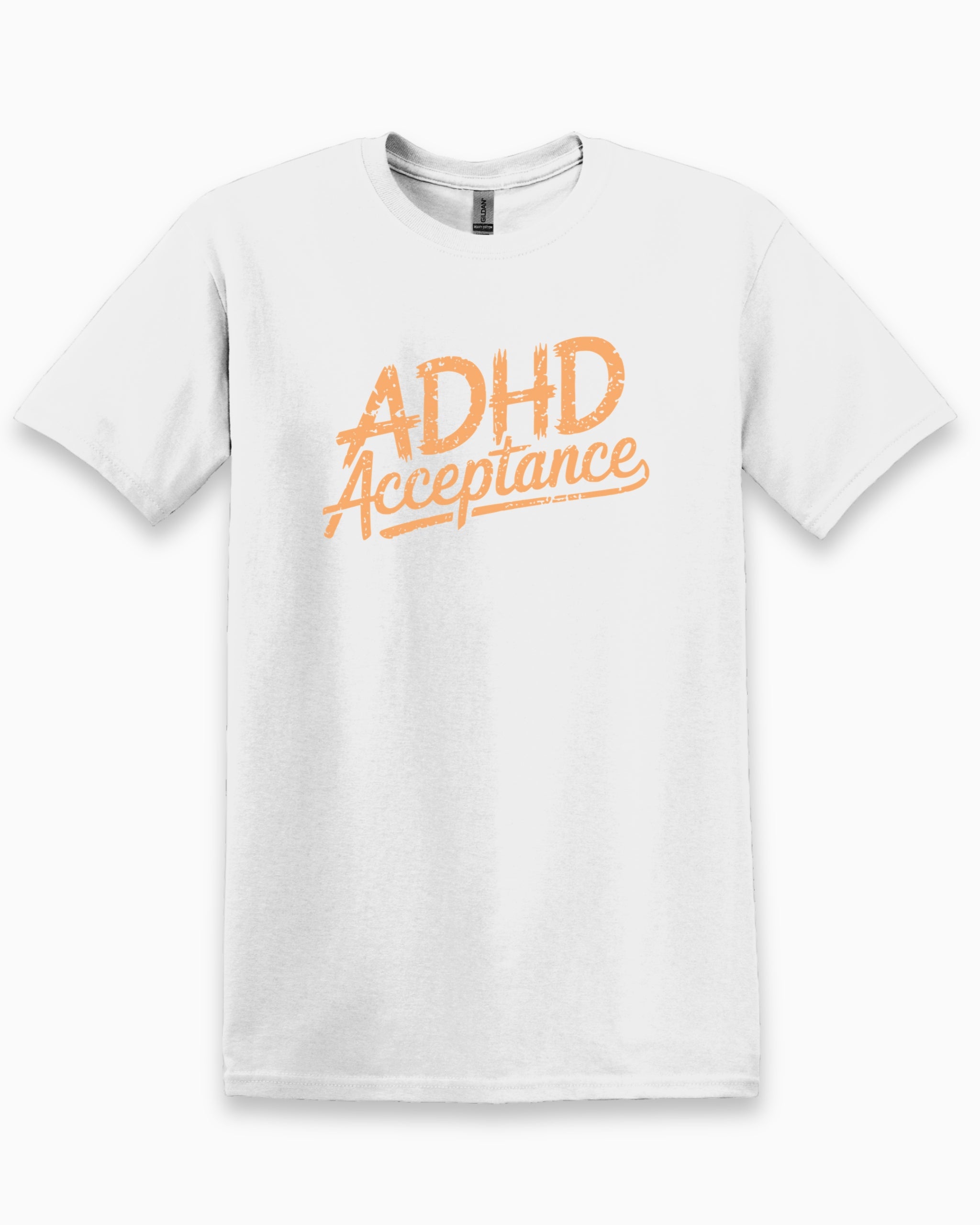 ADHD Acceptance Grunge Style Tee-White-Neurodiversity, ADHD & Autism Awareness & Acceptance T-Shirt by Daily Bloom