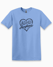 ADHD Acceptance Love Heart Sketch Tee-Carolina Blue-Neurodiversity, ADHD & Autism Awareness & Acceptance T-Shirt by Daily Bloom