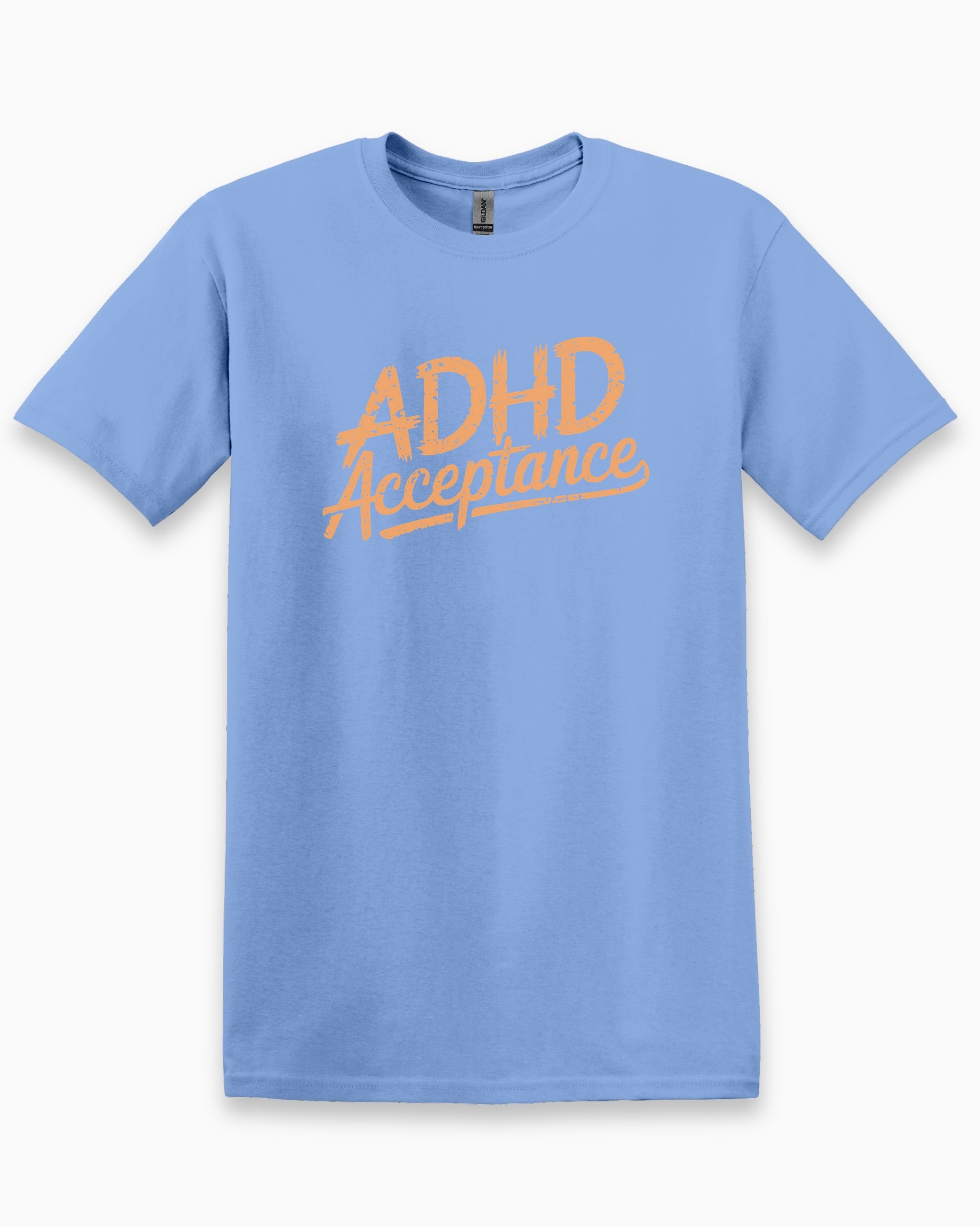 ADHD Acceptance Grunge Style Tee-Carolina Blue-Neurodiversity, ADHD & Autism Awareness & Acceptance T-Shirt by Daily Bloom