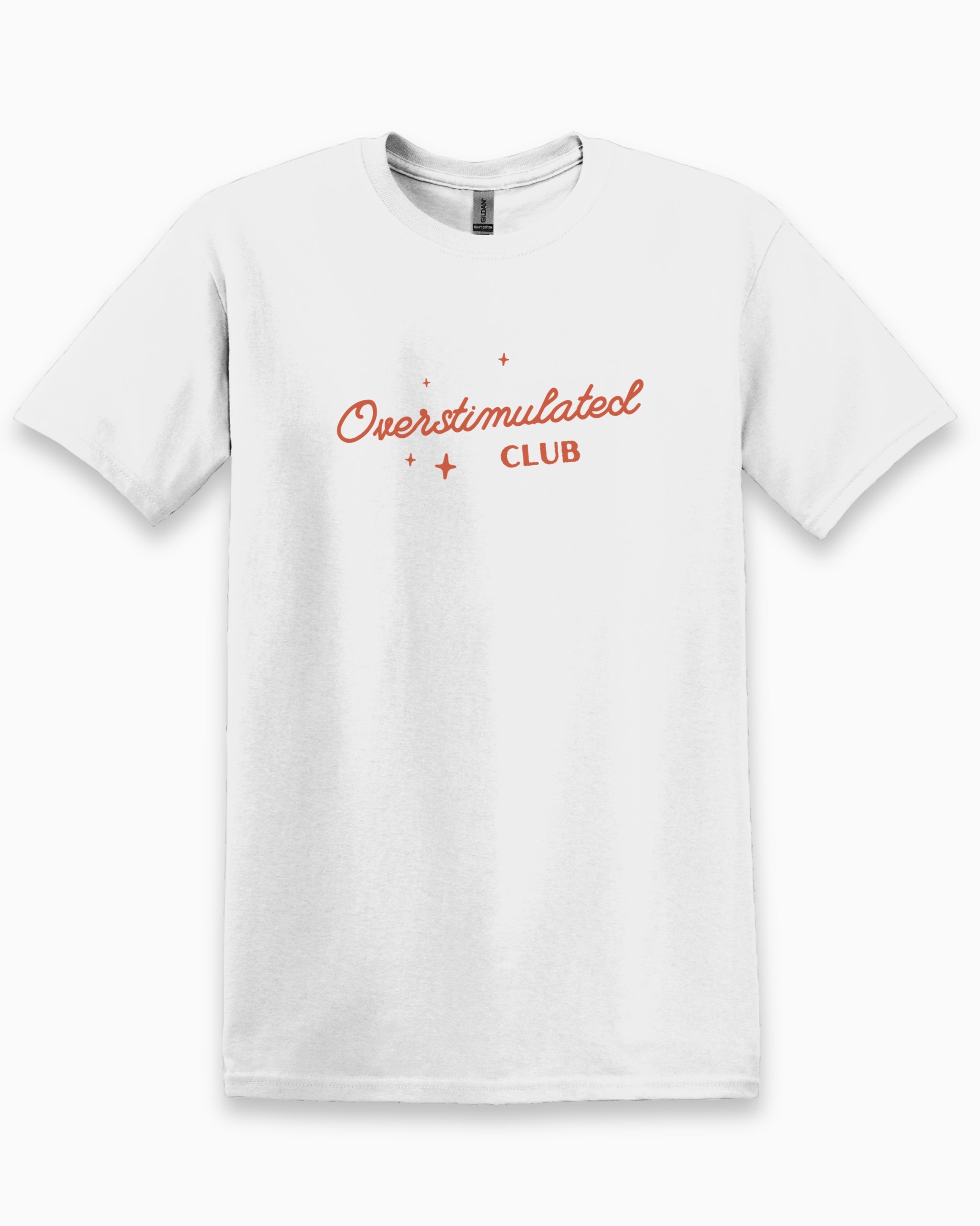 Overstimulated Club Tee-White-Neurodiversity, ADHD & Autism Awareness & Acceptance T-Shirt by Daily Bloom