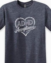 ADHD Acceptance Love Heart Sketch Tee-Neurodiversity, ADHD & Autism Awareness & Acceptance T-Shirt by Daily Bloom