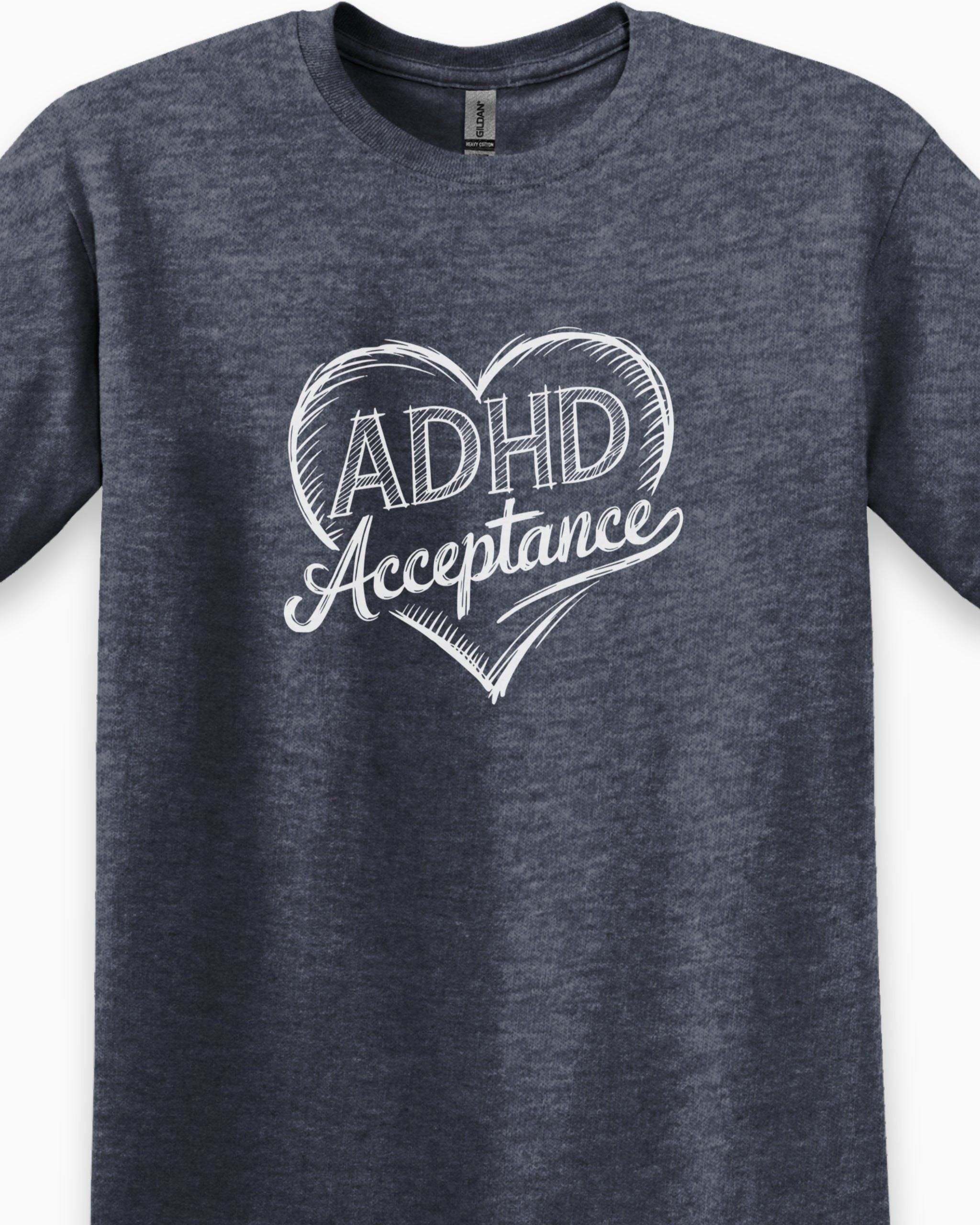 ADHD Acceptance Love Heart Sketch Tee-Neurodiversity, ADHD & Autism Awareness & Acceptance T-Shirt by Daily Bloom