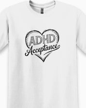 ADHD Acceptance Love Heart Sketch Tee-Neurodiversity, ADHD & Autism Awareness & Acceptance T-Shirt by Daily Bloom