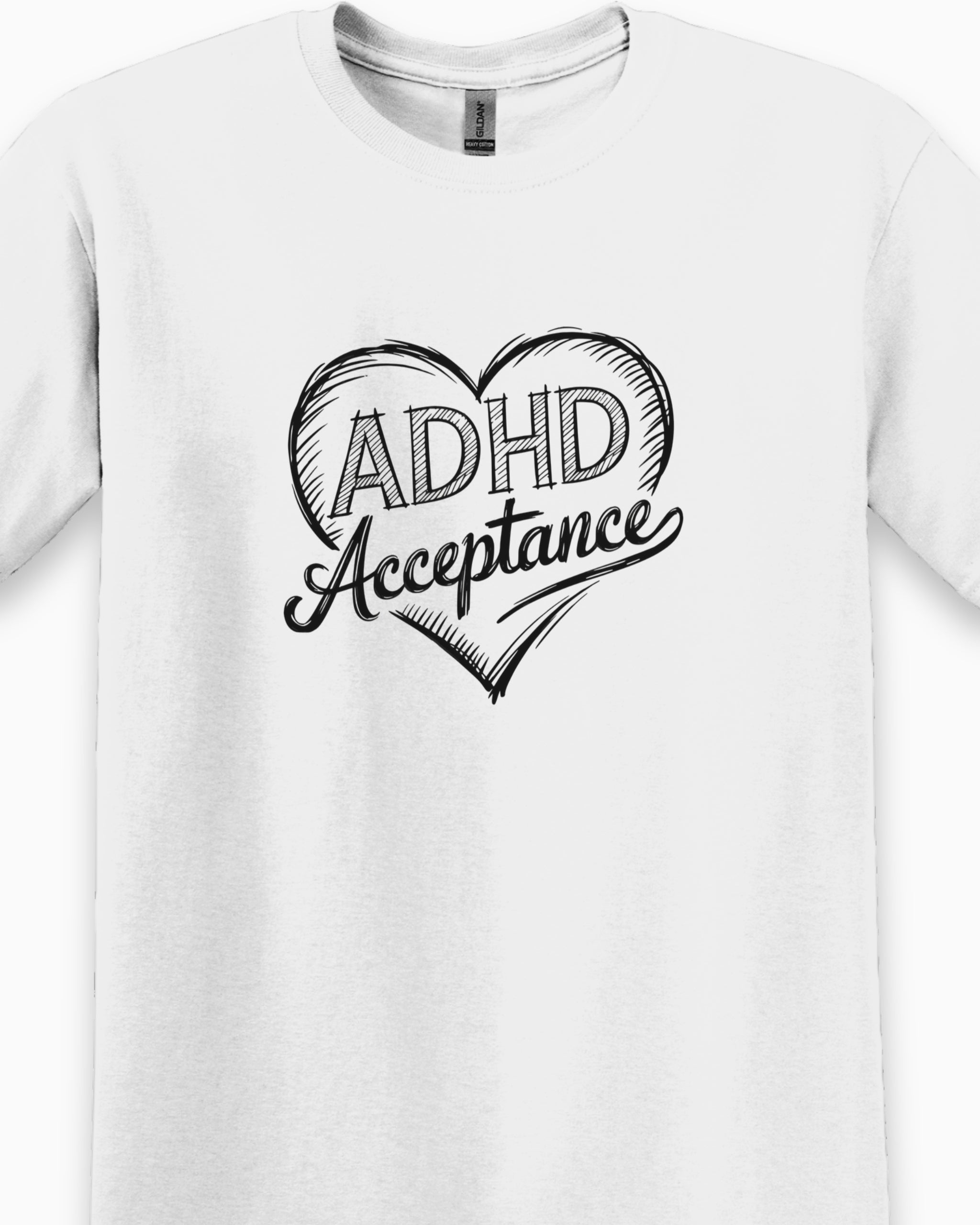 ADHD Acceptance Love Heart Sketch Tee-Neurodiversity, ADHD & Autism Awareness & Acceptance T-Shirt by Daily Bloom