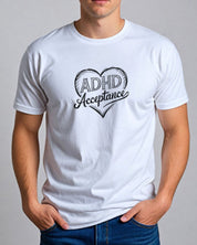 ADHD Acceptance Love Heart Sketch Tee-Neurodiversity, ADHD & Autism Awareness & Acceptance T-Shirt by Daily Bloom