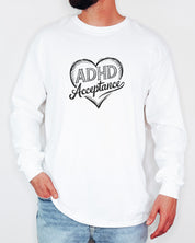 ADHD Acceptance Love Heart Sketch Long Sleeve T-Shirt