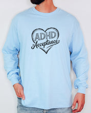 ADHD Acceptance Love Heart Sketch Long Sleeve T-Shirt