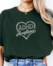 ADHD Acceptance Love Heart Sketch Tee-Neurodiversity, ADHD & Autism Awareness & Acceptance T-Shirt by Daily Bloom