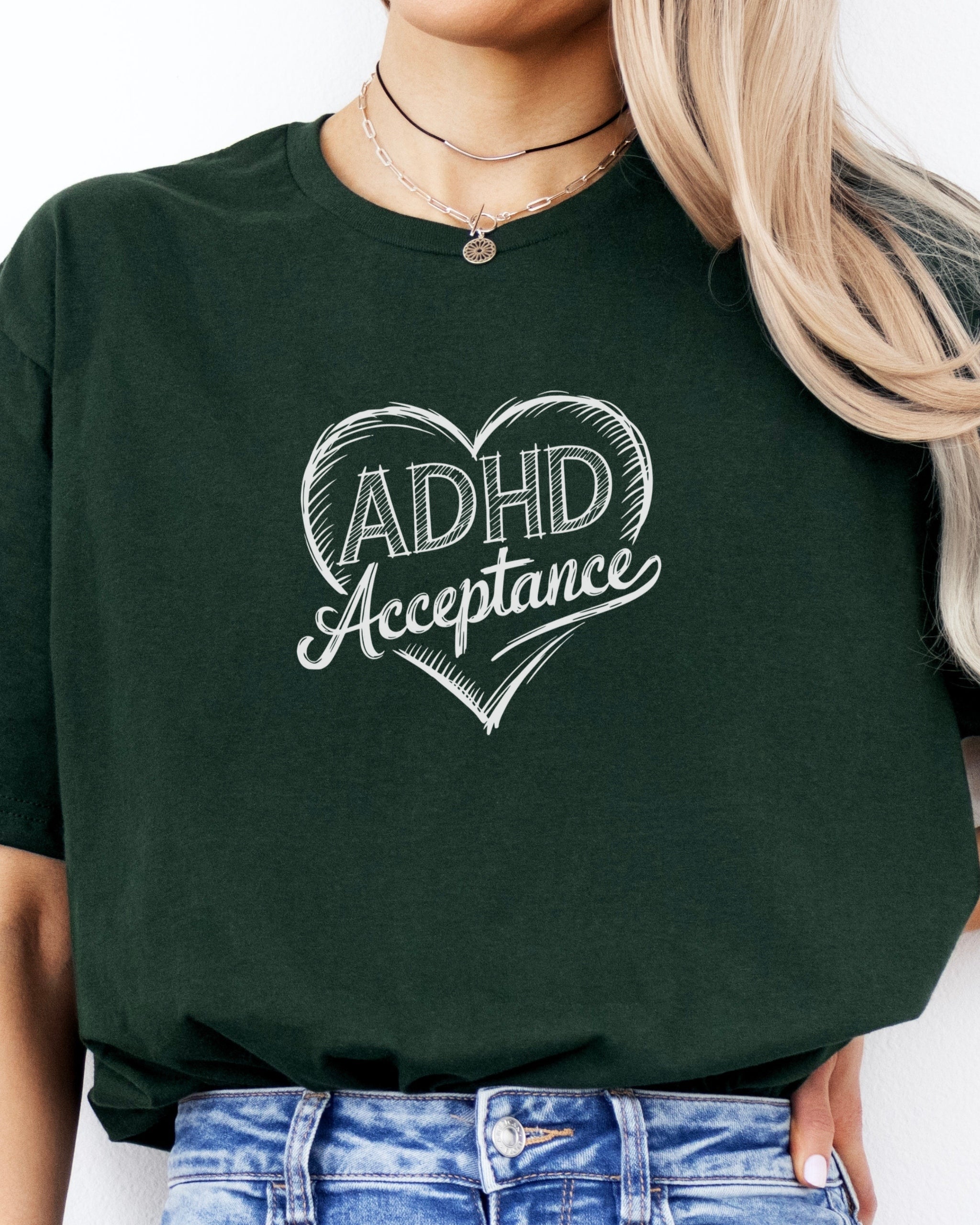 ADHD Acceptance Love Heart Sketch Tee-Neurodiversity, ADHD & Autism Awareness & Acceptance T-Shirt by Daily Bloom