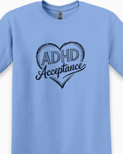 ADHD Acceptance Love Heart Sketch Tee-Neurodiversity, ADHD & Autism Awareness & Acceptance T-Shirt by Daily Bloom