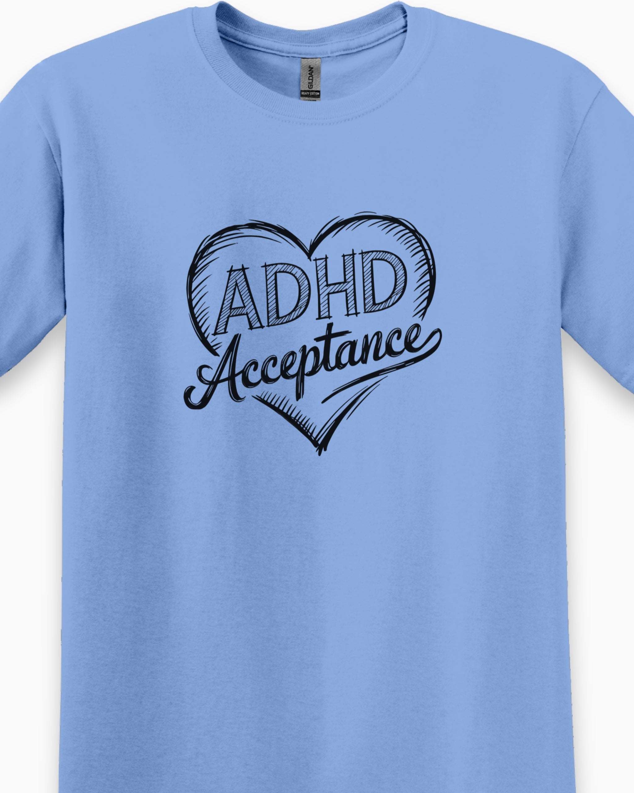 ADHD Acceptance Love Heart Sketch Tee-Neurodiversity, ADHD & Autism Awareness & Acceptance T-Shirt by Daily Bloom