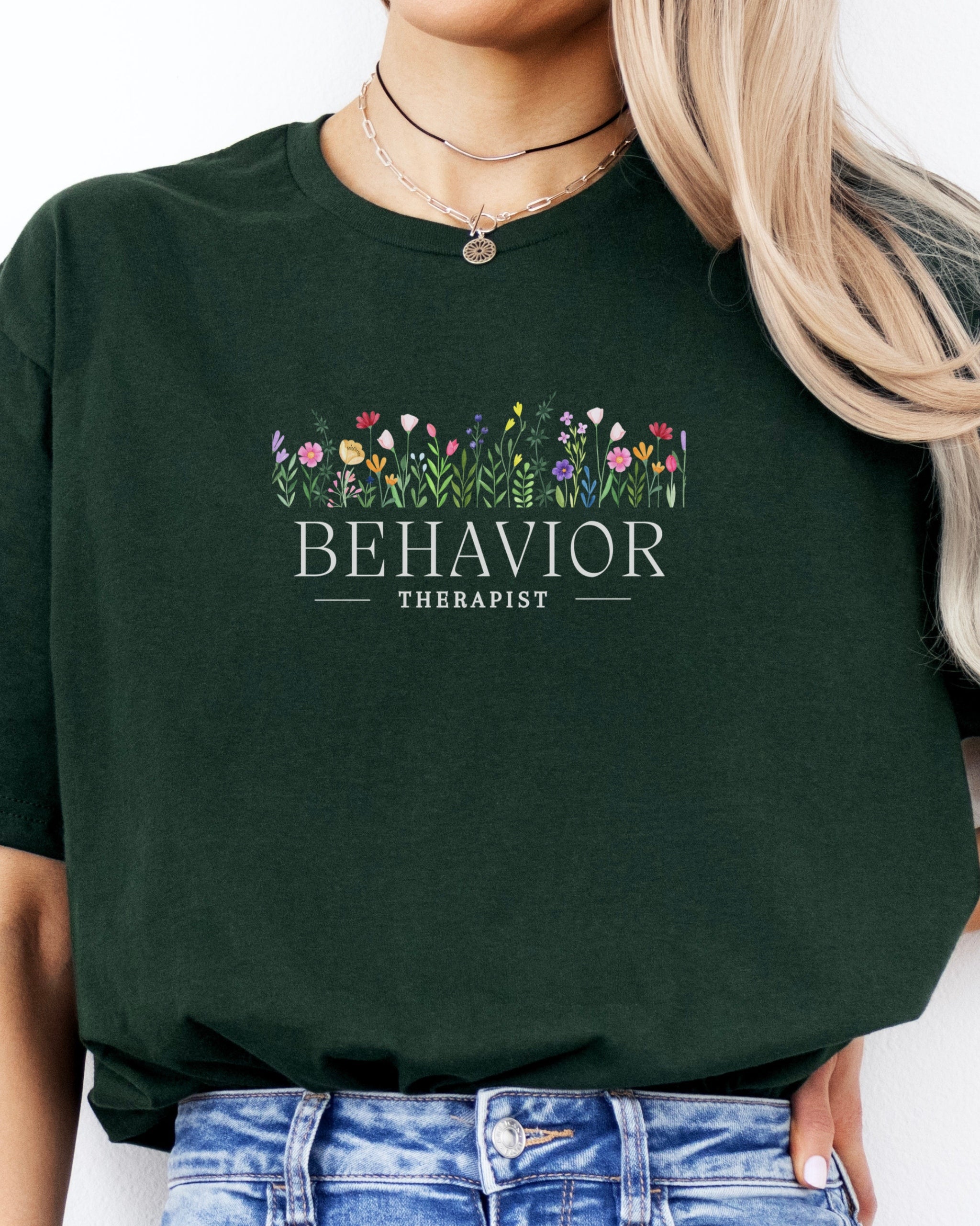 Behavior Therapist Floral Tee-Neurodiversity, ADHD & Autism Awareness & Acceptance T-Shirt by Daily Bloom