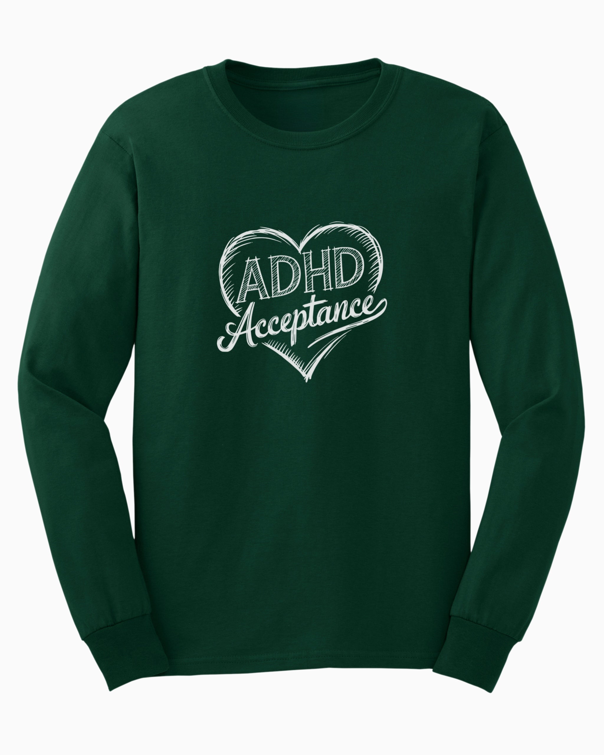ADHD Acceptance Love Heart Sketch Long Sleeve T-Shirt