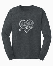 ADHD Acceptance Love Heart Sketch Long Sleeve T-Shirt