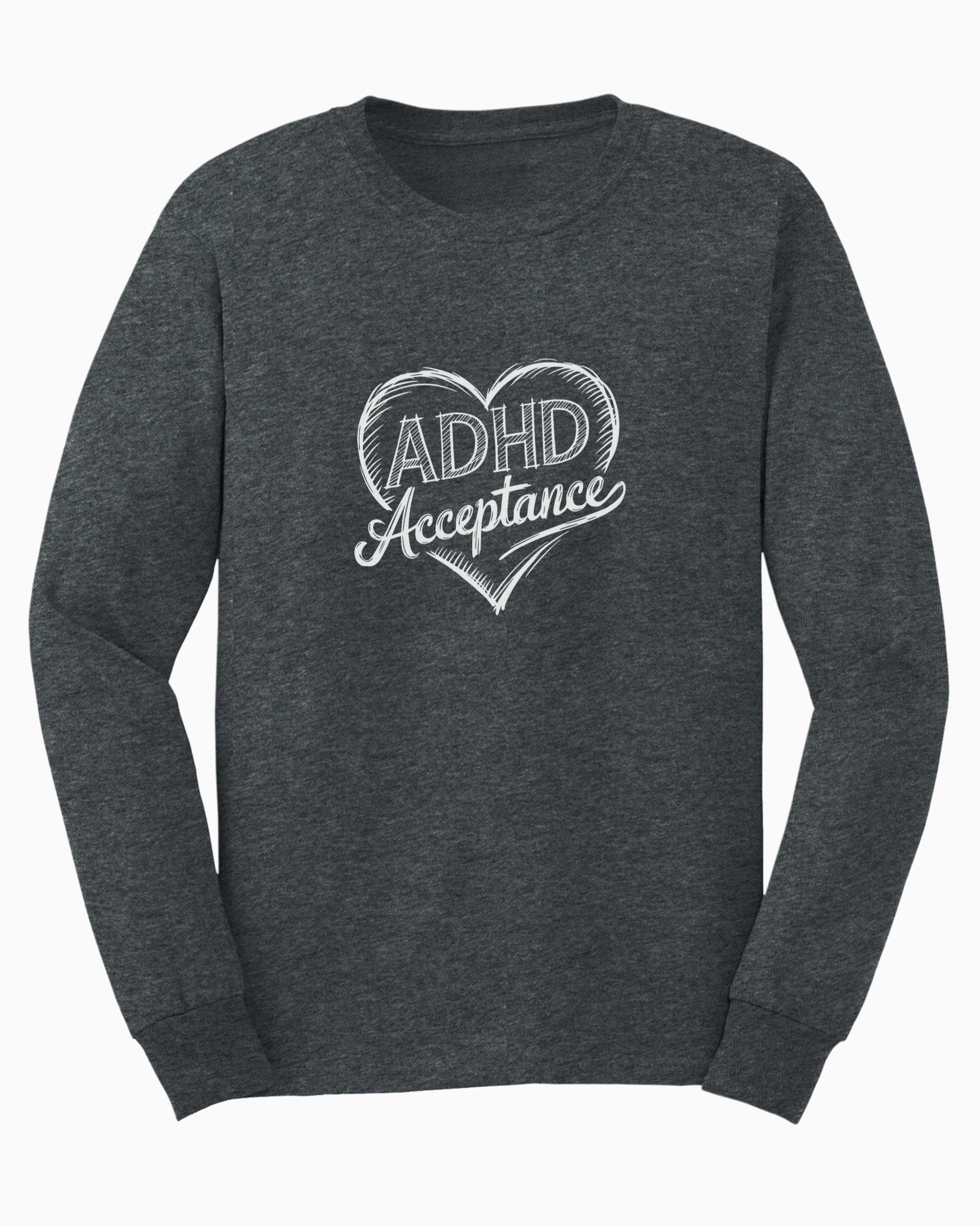 ADHD Acceptance Love Heart Sketch Long Sleeve T-Shirt