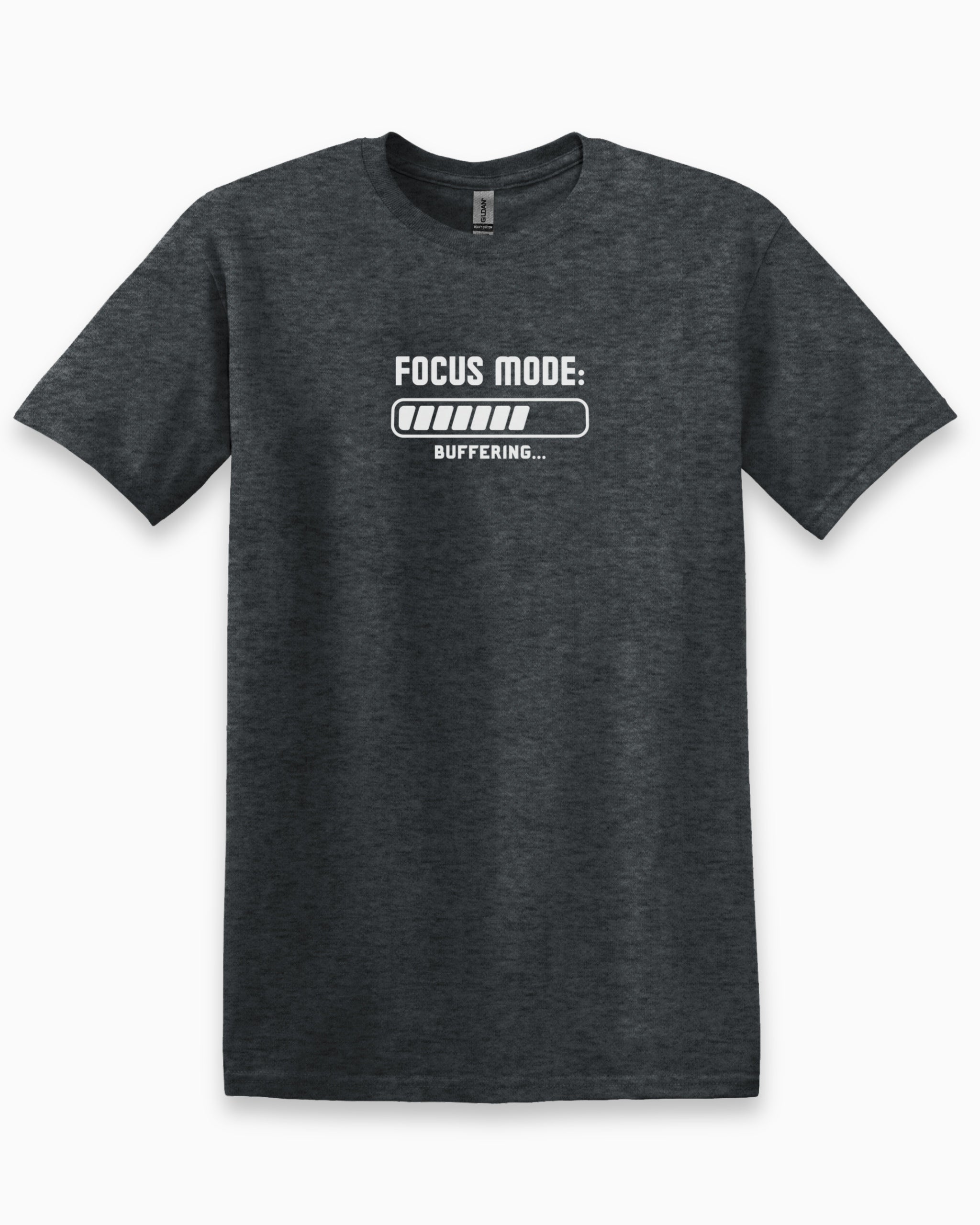 ADHD Focus Mode Buffering Tee-Dark Heather Grey-Neurodiversity, ADHD & Autism Awareness & Acceptance T-Shirt by Daily Bloom