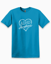 ADHD Acceptance Love Heart Sketch Tee-Sapphire-Neurodiversity, ADHD & Autism Awareness & Acceptance T-Shirt by Daily Bloom