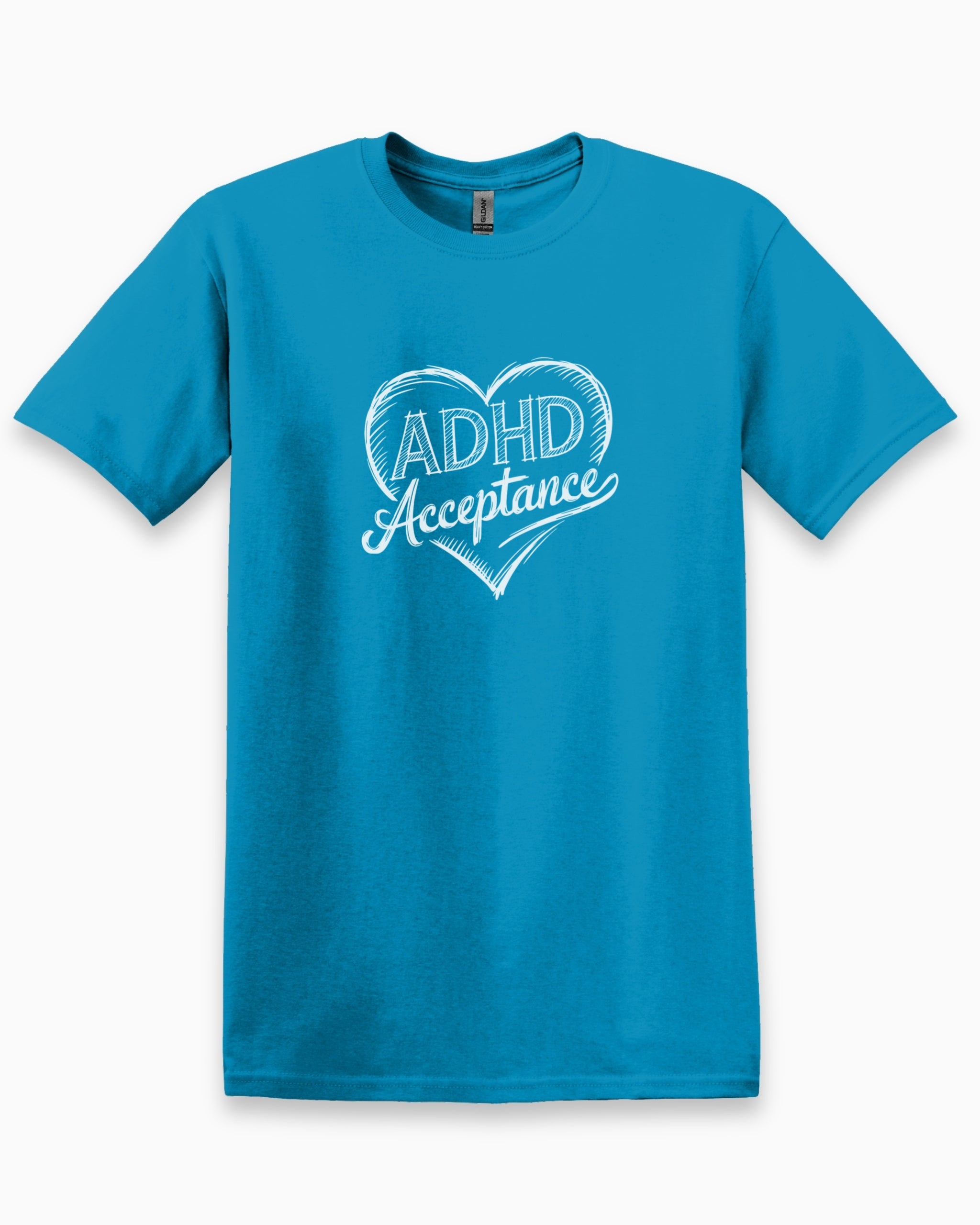 ADHD Acceptance Love Heart Sketch Tee-Sapphire-Neurodiversity, ADHD & Autism Awareness & Acceptance T-Shirt by Daily Bloom