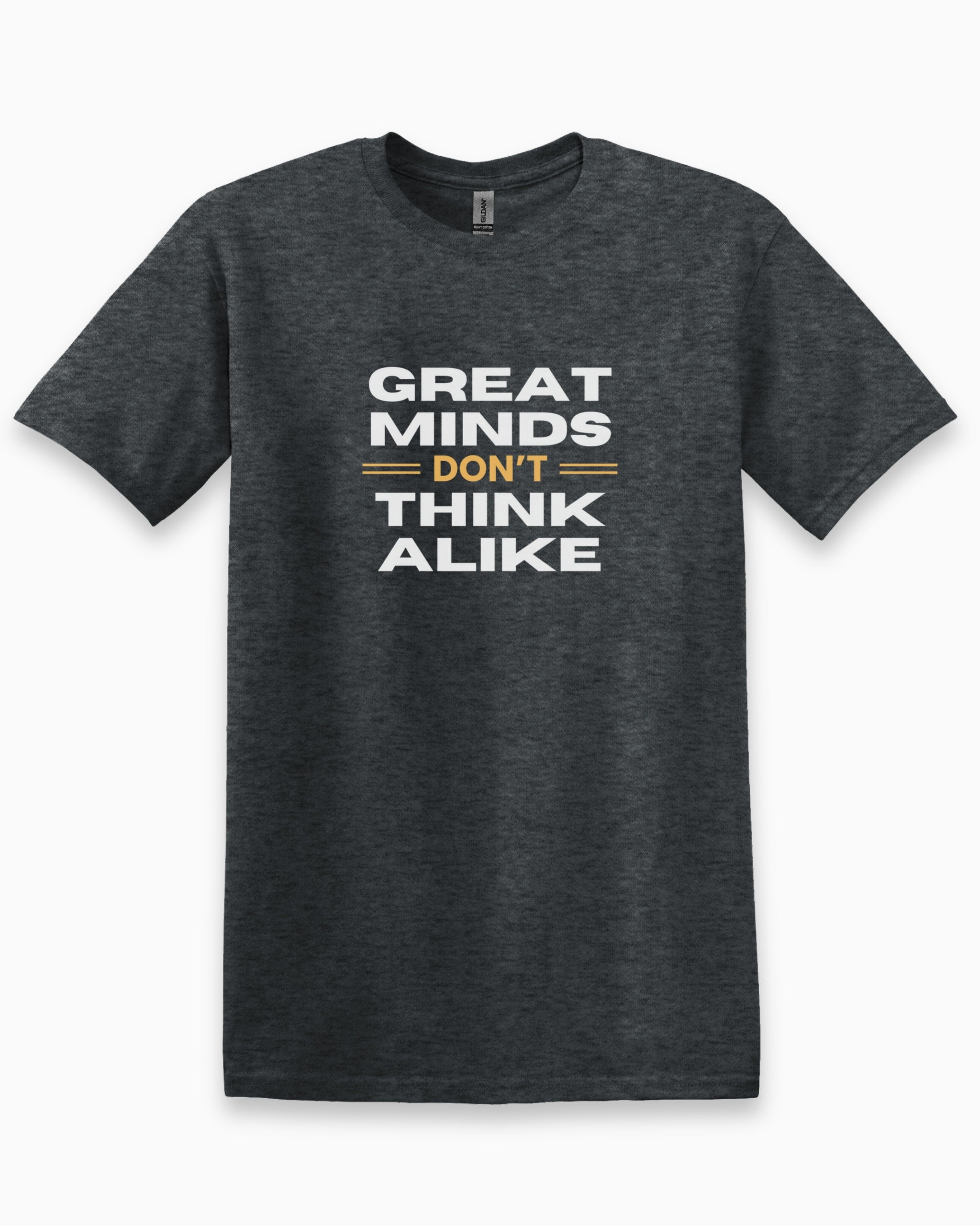 Great Minds Don't Think Alike Tee-Dark Heather Grey-Neurodiversity, ADHD & Autism Awareness & Acceptance T-Shirt by Daily Bloom
