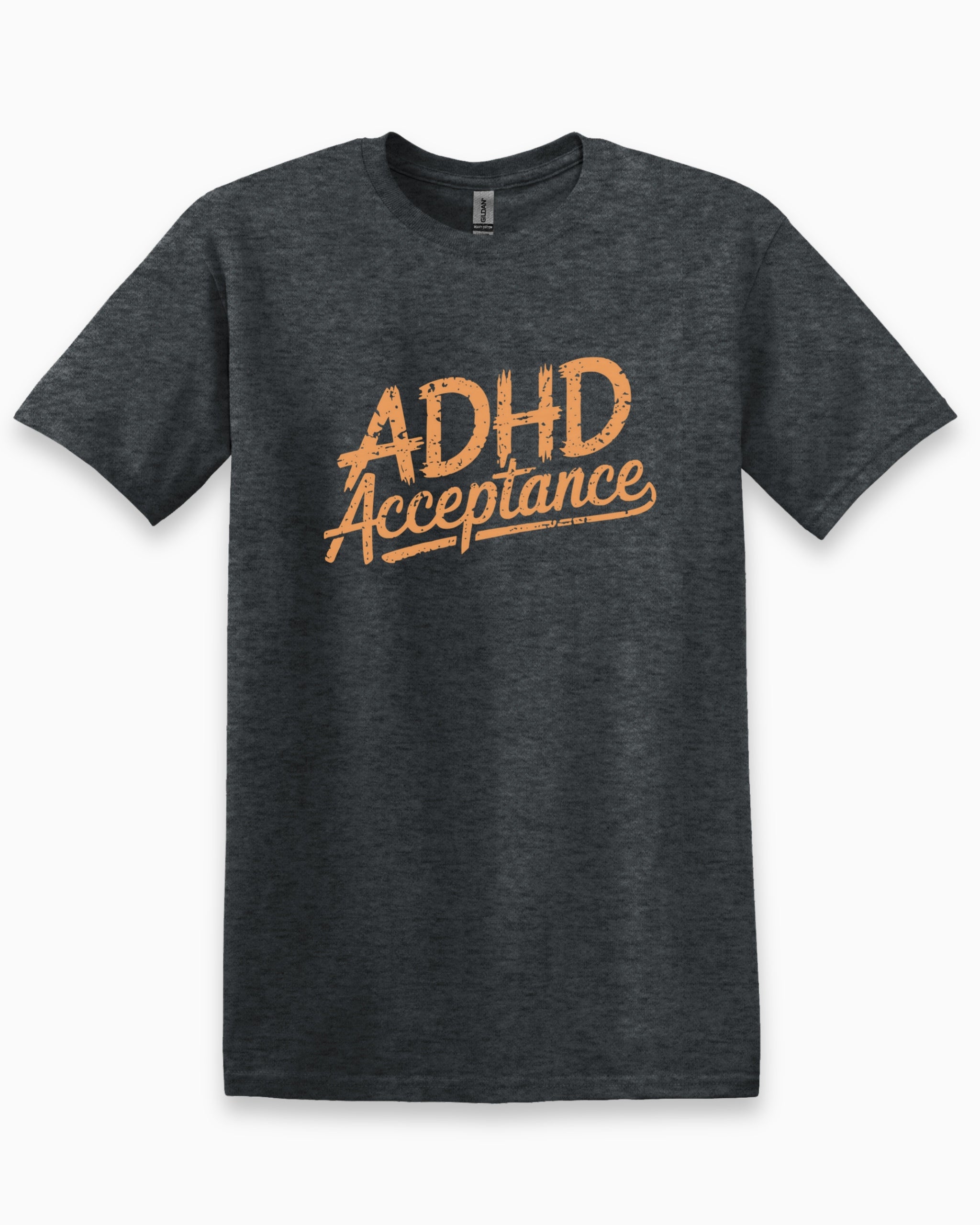 ADHD Acceptance Grunge Style Tee-Dark Heather Grey-Neurodiversity, ADHD & Autism Awareness & Acceptance T-Shirt by Daily Bloom