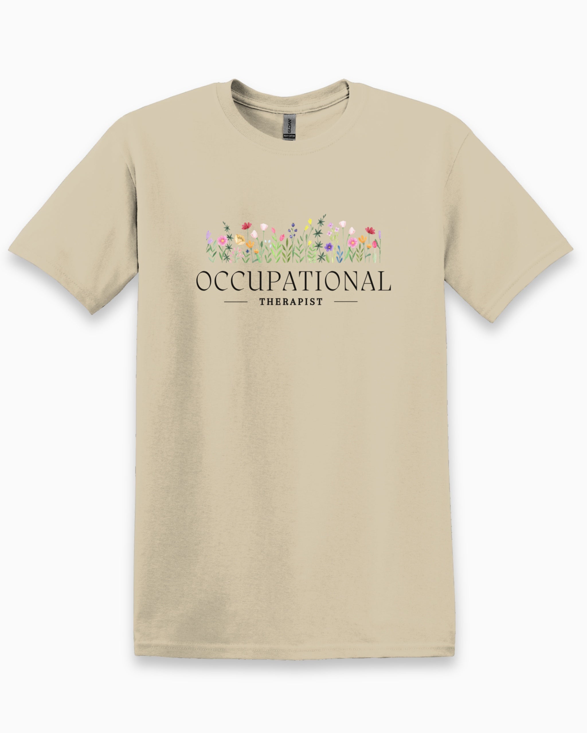 Occupational Therapist Floral Tee-Sand-Neurodiversity, ADHD & Autism Awareness & Acceptance T-Shirt by Daily Bloom