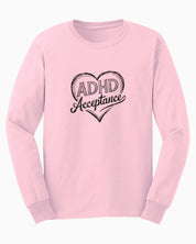 ADHD Acceptance Love Heart Sketch Long Sleeve T-Shirt