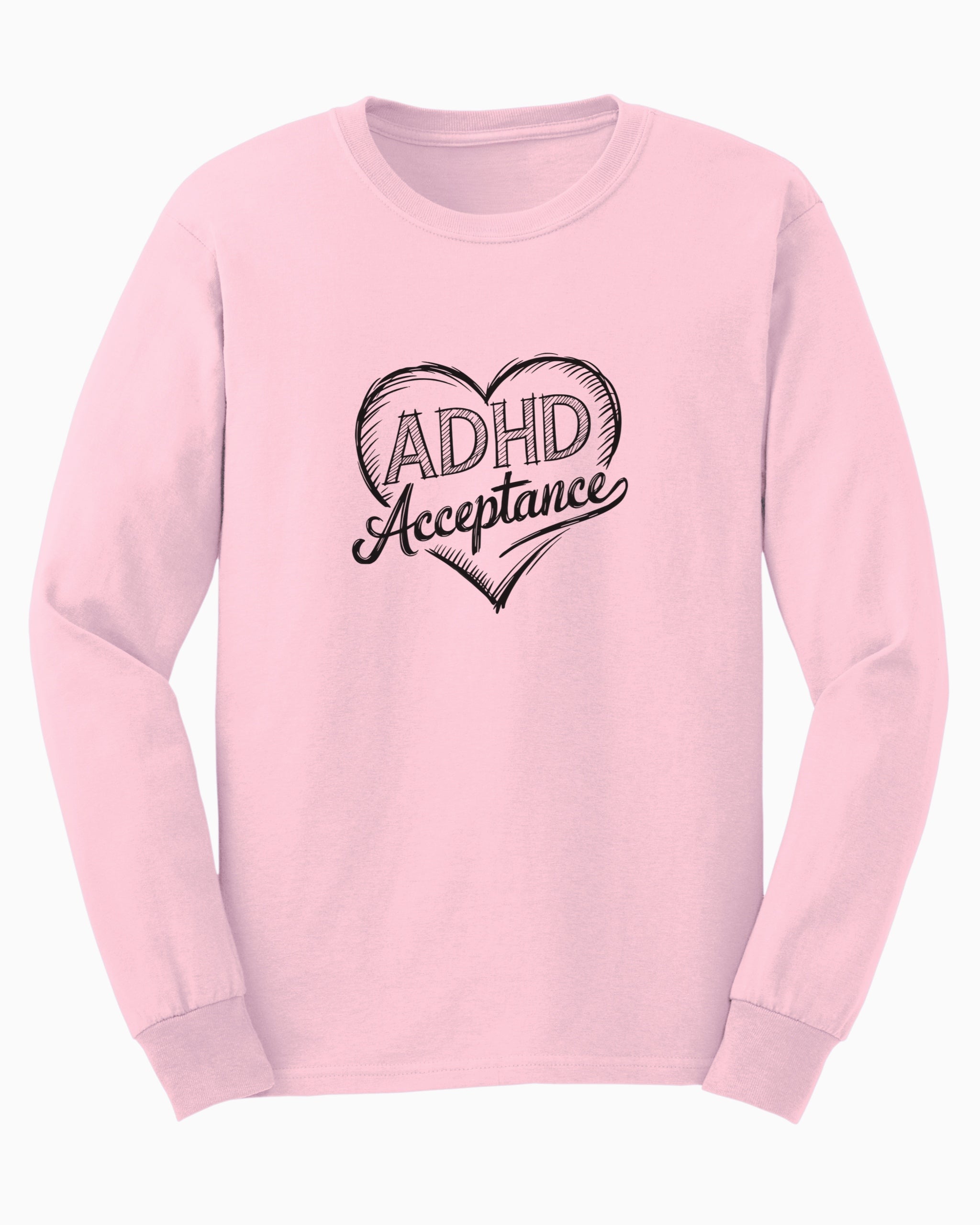 ADHD Acceptance Love Heart Sketch Long Sleeve T-Shirt