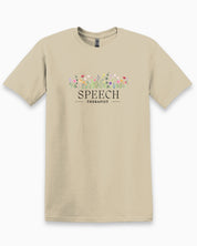 Speech Therapist Floral Tee-Sand-Neurodiversity, ADHD & Autism Awareness & Acceptance T-Shirt by Daily Bloom