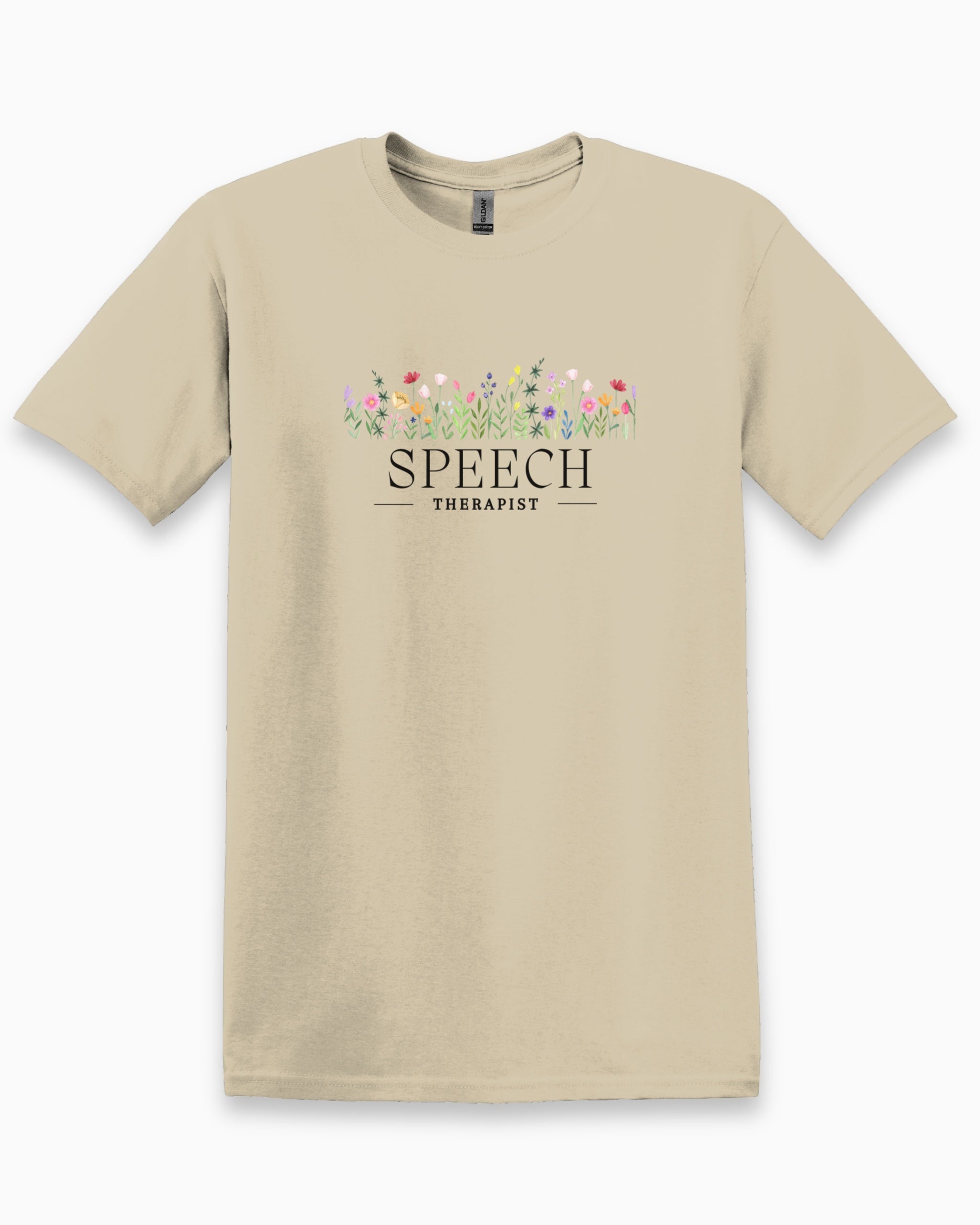 Speech Therapist Floral Tee-Sand-Neurodiversity, ADHD & Autism Awareness & Acceptance T-Shirt by Daily Bloom