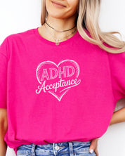 ADHD Acceptance Love Heart Sketch Tee-Neurodiversity, ADHD & Autism Awareness & Acceptance T-Shirt by Daily Bloom