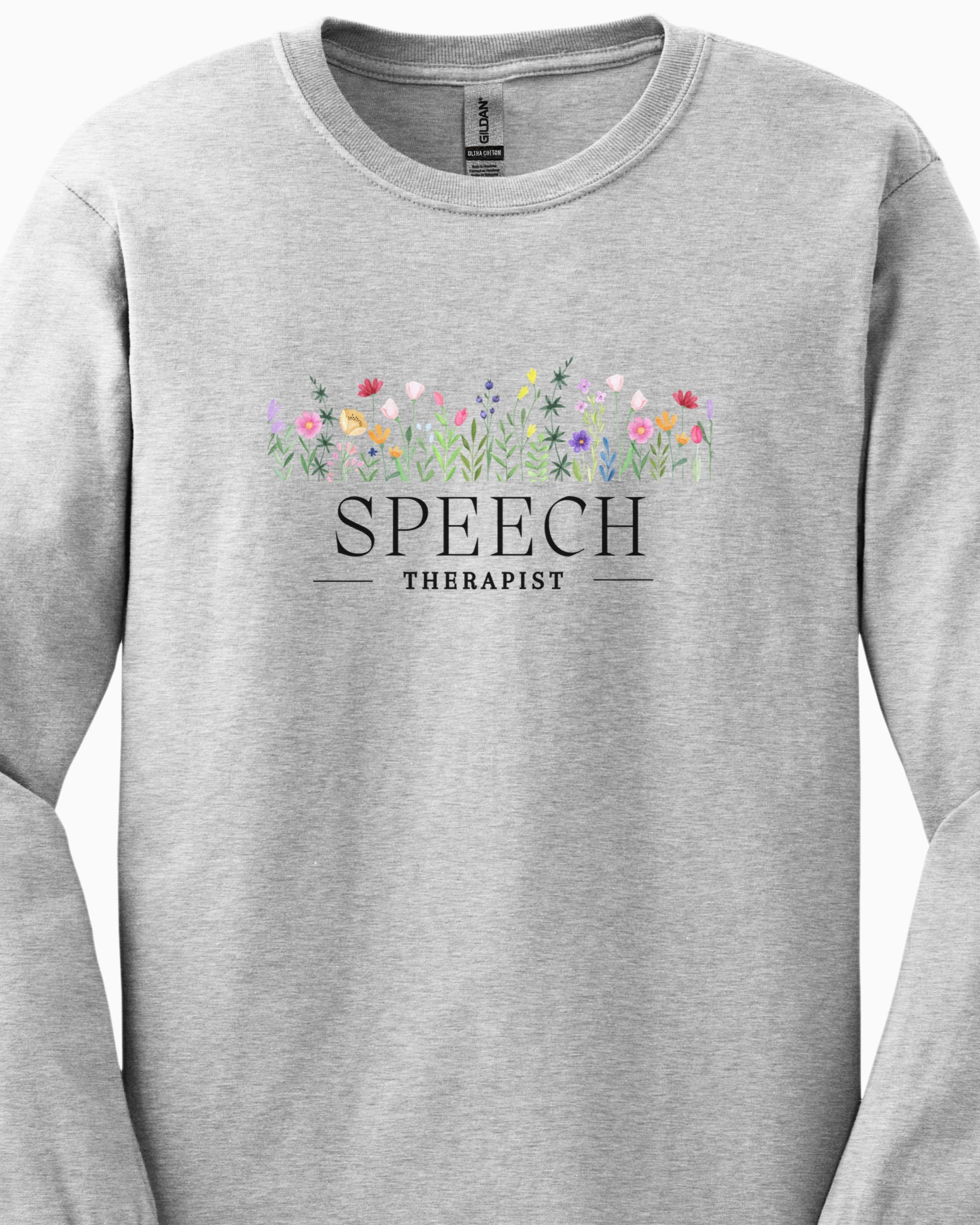 Speech Therapist Floral Long Sleeve T-Shirt
