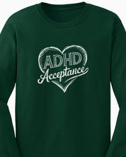 ADHD Acceptance Love Heart Sketch Long Sleeve T-Shirt