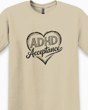 ADHD Acceptance Love Heart Sketch Tee-Neurodiversity, ADHD & Autism Awareness & Acceptance T-Shirt by Daily Bloom