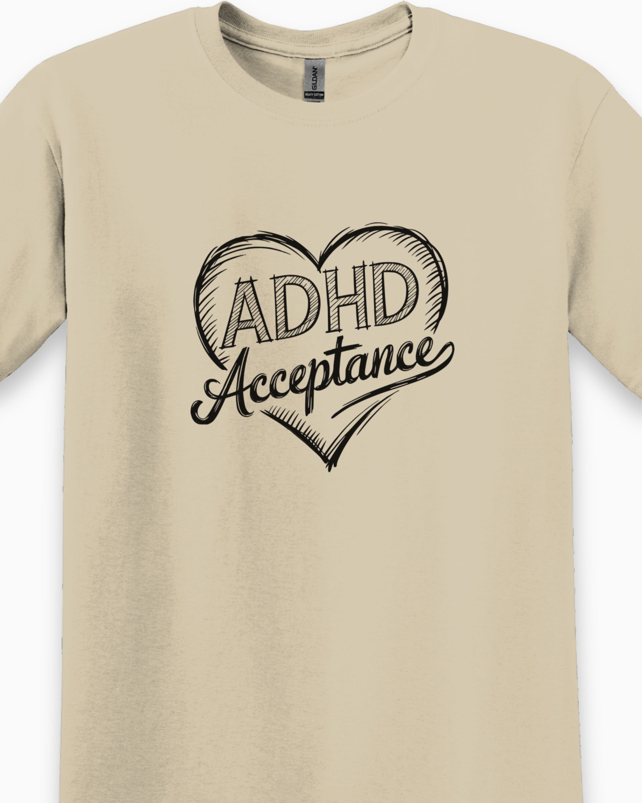 ADHD Acceptance Love Heart Sketch Tee-Neurodiversity, ADHD & Autism Awareness & Acceptance T-Shirt by Daily Bloom