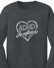 ADHD Acceptance Love Heart Sketch Long Sleeve T-Shirt