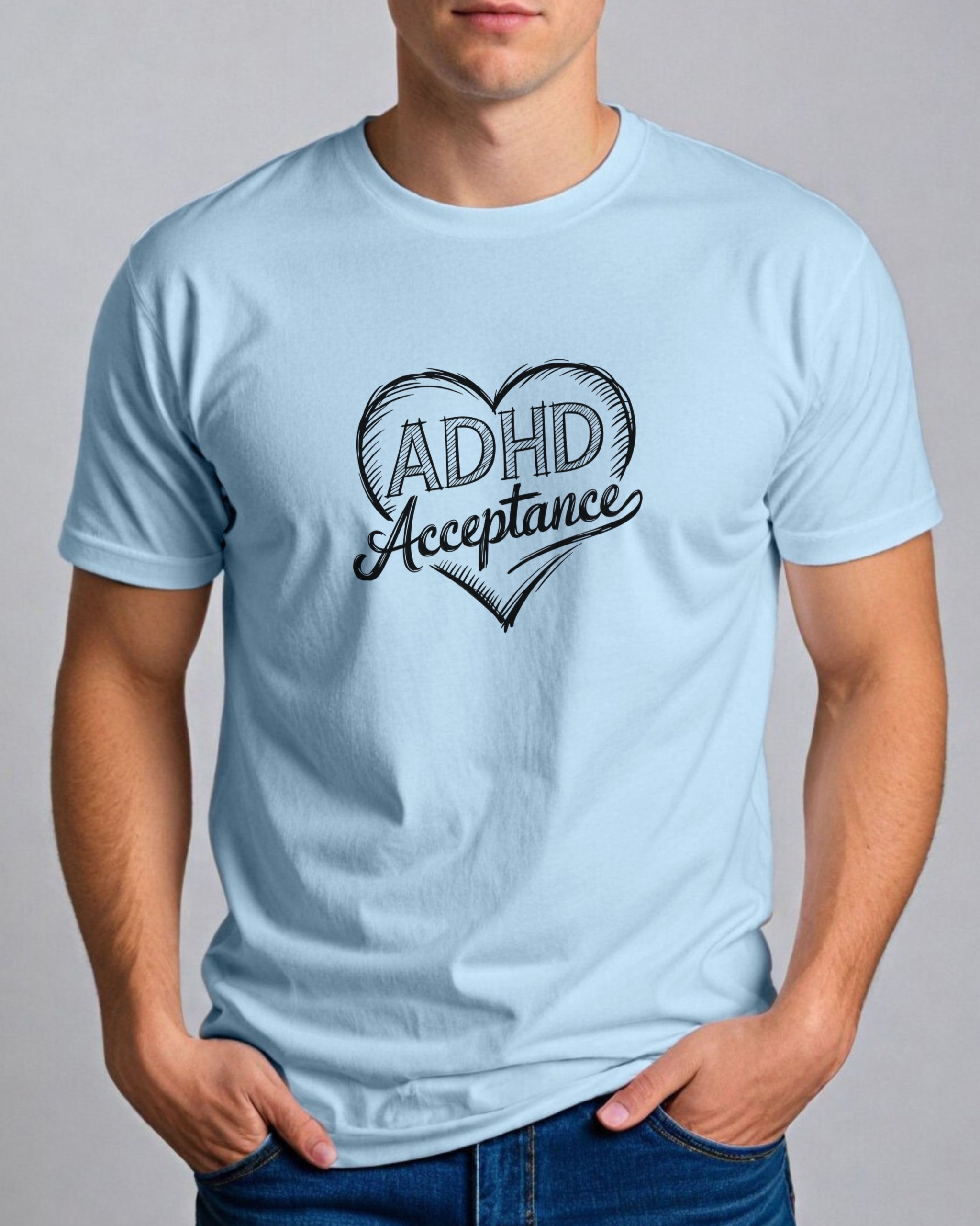 ADHD Acceptance Love Heart Sketch Tee-Neurodiversity, ADHD & Autism Awareness & Acceptance T-Shirt by Daily Bloom