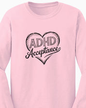 ADHD Acceptance Love Heart Sketch Long Sleeve T-Shirt