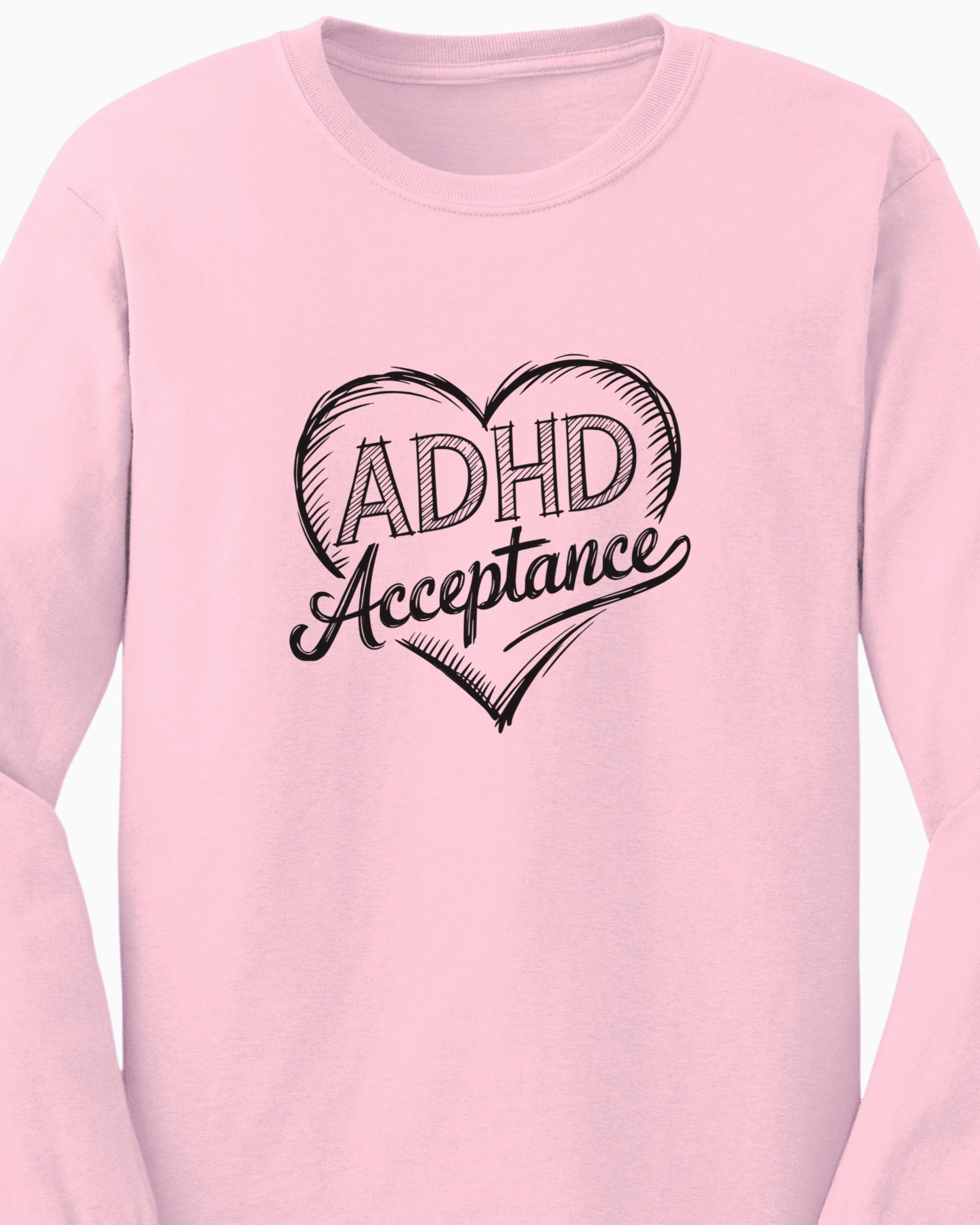 ADHD Acceptance Love Heart Sketch Long Sleeve T-Shirt